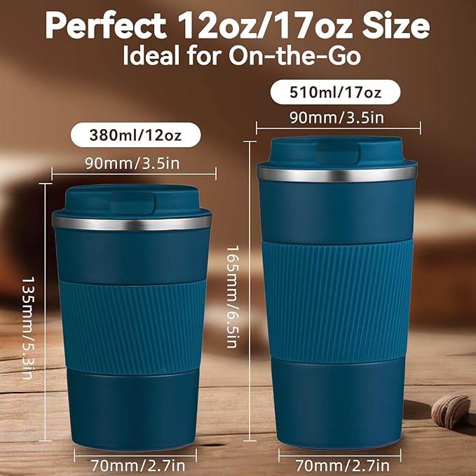 12OZ Travel Coffee Mug Insulated Coffee Cup - Image 2