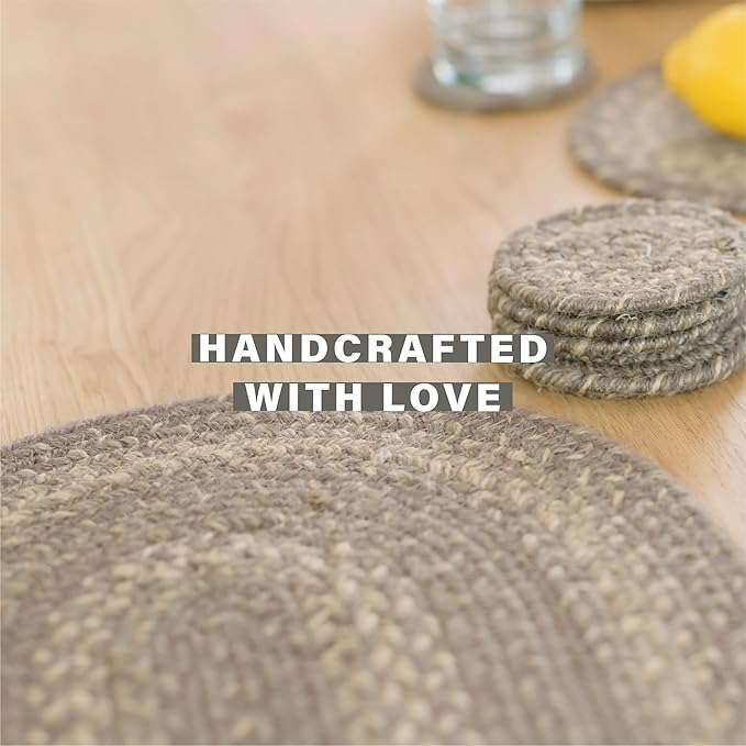 Homespice Grey Cloud Jute Braided Oval Placemats, Warm Farmhouse Decor, Set of 6, 13x19 Grey Table Mats - Vibrant Colors, Durable, Easy to Clean and Protects Furniture