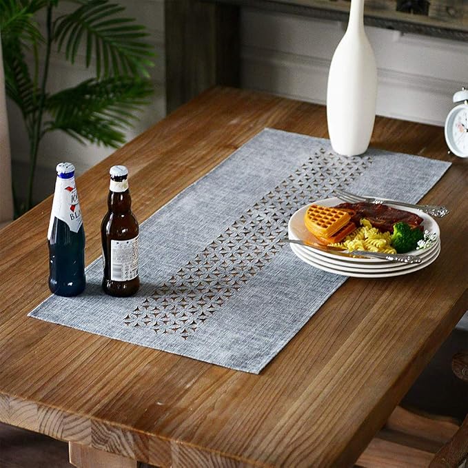 ARTABLE Gray Rectangle Fabric Table Runner Finished Edge 16 x 28 Inch | - Image 4