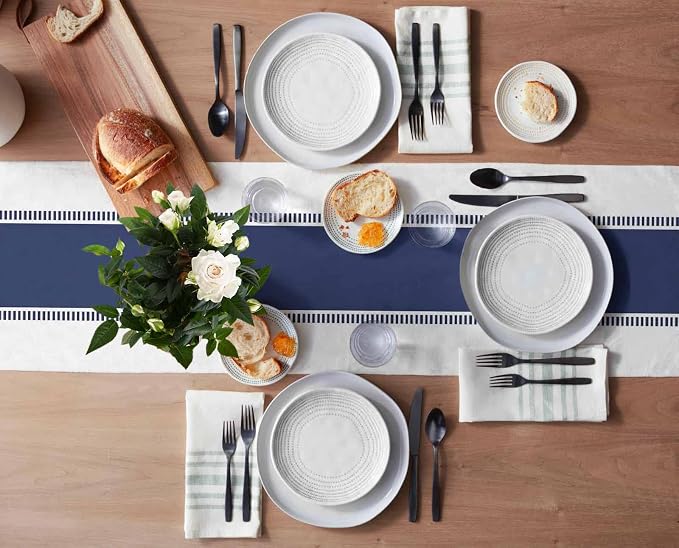 Navy Blue Stripes Table Runners, Non Slip Farmhouse Table Runner Dresser Scarves - Image 3