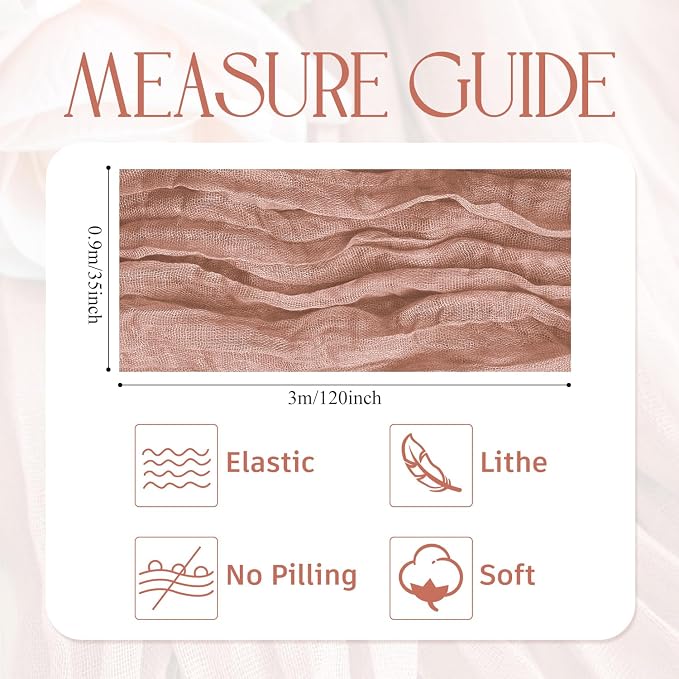 Cheesecloth Table Runner Dusty Pink 10FT Boho Gauze, 12 Pack | 120 Inch Cheese - Image 2