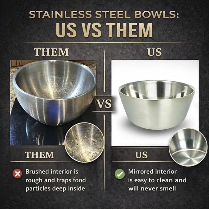 Stainless Steel Insulated Bowls for Kids and Adults - 20 Oz Double Wall Metal Bowls for Ice Cream, Soup, Cereal, Snack, Rice Dish, Camping Bowl (Stainless Steel)