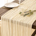 8 Pack Ivory Cream Cheesecloth Table Runner 120 Inch Boho Wedding Decor | by Fixwal