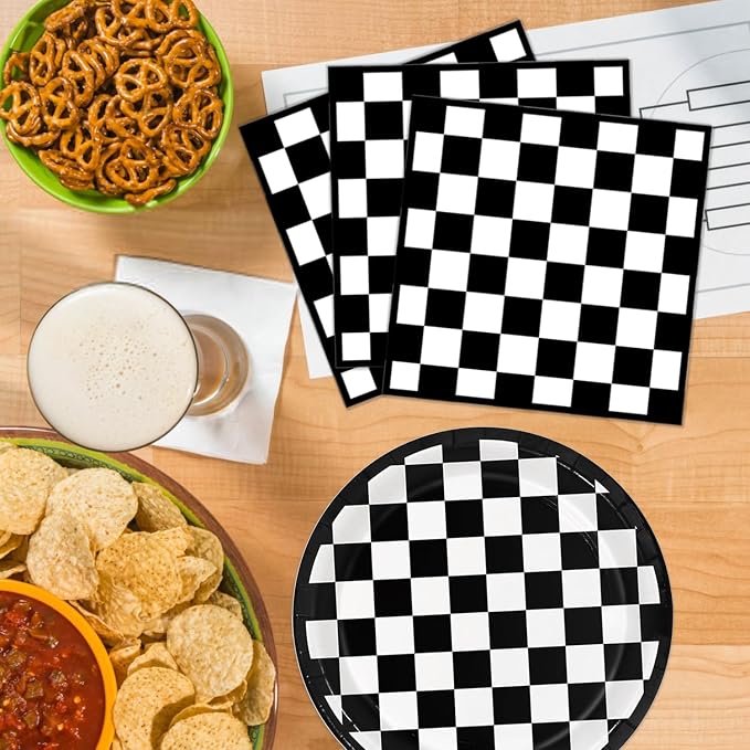 Oigco 60 PCS Race Car Birthday Party Decorations, Checkered Flag Plates and - Image 4