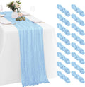 16 Pack Baby Blue Cheesecloth Table Runners 20x120 Inch Gauze Table Runner 10FT by Yorcari