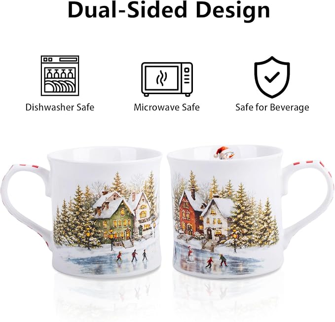 Christmas Snowy Village Coffee Mug, 12oz Ceramic Winter Mug - Image 5