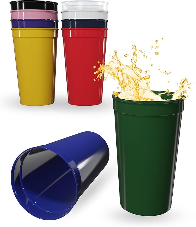 PartyPrints 100 Pack 22 oz Assorted Reusable Blank Plastic Cups, Colored by PartyPrints