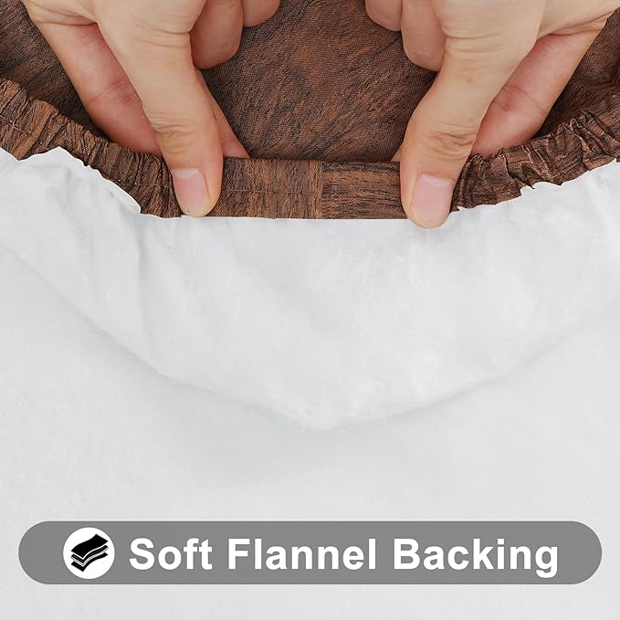 Smiry Rectangle Table Cloth Cover, Waterproof Elastic Fitted Picnic Tablecloth for 8 Foot Tables, Wipeable Flannel Backed Vinyl Tablecloths for Camping, Dining, Outdoor (Brown, 30" x 96")