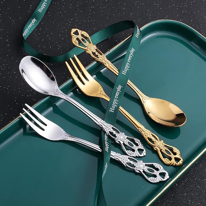 Silverware Set for 12 Stainless Steel Flatware Set Palace Style Hollow Relief Decoration 48 Piece Cutlery Utensils Include Knives Forks and Spoons Tableware Set for Home Kitchen Restaurant Party