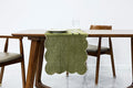100% Natural Linen Rustic Scalloped Embroidery Table Runner 104 Inches Long by AORISSI