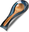 Ceramic Spoon Rest for Stove Top,Large 8.7 Inch Spoon Holder for Kitchen Counter,Porcelain Utensil Rest for Thankgiving and Christmas Gift,Dishwasher Safe and Heat-Resistant,Blue(1 PC)