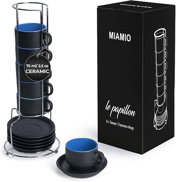 MIAMIO - 6 Espresso Cups - Le Papillon Collection | Ceramic espresso cups by MIAMIO