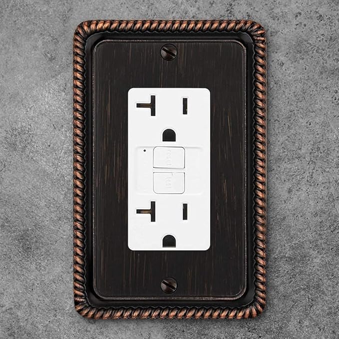 Henne Bery Rope Edge Decorative Wall Plate Switch Plate Outlet Cover (Single Decorator, 3 Pack, Aged Bronze)