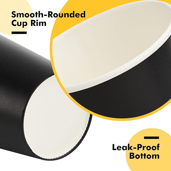RACETOP Coffee Cups with Lids 12 oz 100 Pack, Thick Paper, Leak-Proof Lids & - Image 5