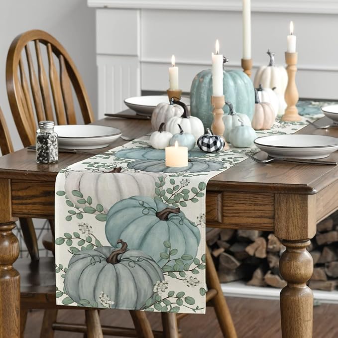 Artoid Mode 210 GSM Fall Table Runner 13x90 Inch Home Party Decor | Pumpkins - Image 3