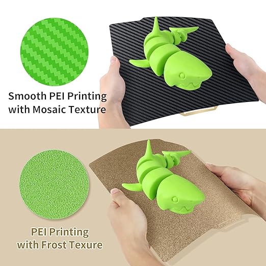 Smooth Carbon Fiber PET + Textured PEI Build Plate 257x257mm, Double Sided Flexible Print Bed 3D Printer PET+PEI Bed Plate for Bambu Lab X1/X1C/P1P/P1S/P2S