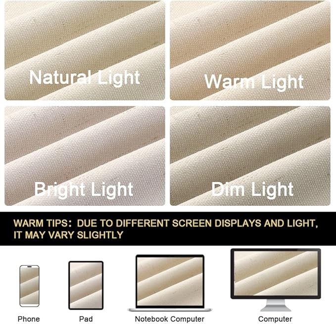 PrinceDeco 100% Blackout Linen Curtains for Bedroom Rich Textured Window Curtain Room Darkening Thick Thermal Curtain for Living Room Light Blocking Curtains & Drapes 84 Inches 2 Panels,Bleached Sand