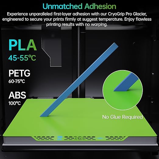 BIQU CryoGrip Pro Glacier Green Compatible with Bambu-Lab P1S/P1P/P2S/X1C/X1E/A1 3D Printers 257x257MM Panda Build Plate Double Sided Upgrade Removable Surface Platform