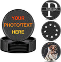 Personalized Coasters,Custom Set of 6 Leather Coaster for Drinks with Holder,DIY Customized with Name/Photo/Logo Non-Slip, Heat Resistant, Waterproof for Bars, Kitchens, Home Apartments