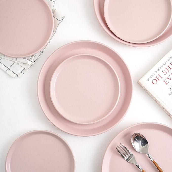 SERVICE FOR 8 - Total of 32 pieces including 8 dinner plates (10”), 8 salad plates (7.5”), 8 bowls (5.75”), and 8 mugs (12 oz), making it the perfect set to service 8 people