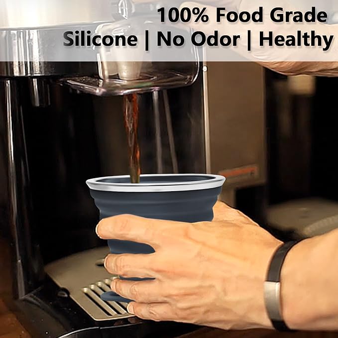 Litoexpe 4 Pack Silica gel Collapsible Travel Cup 270ml | Dark Gray & Pink & - Image 5