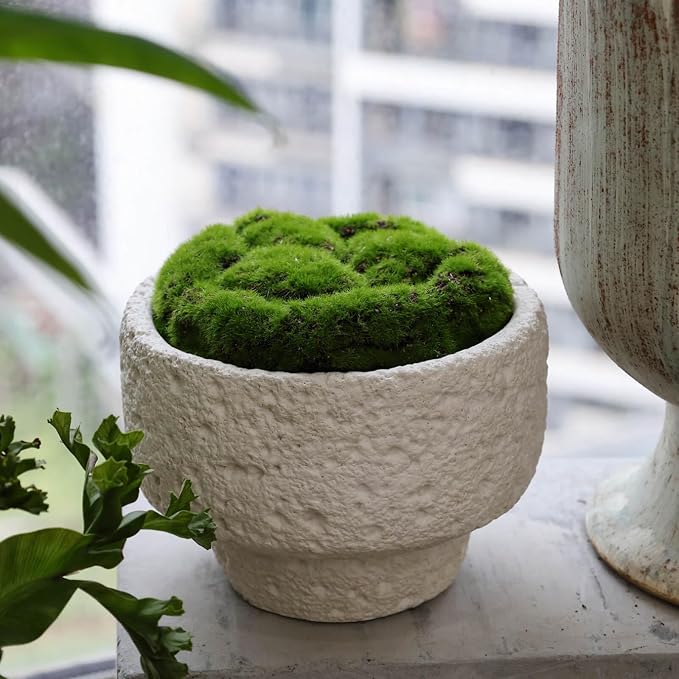 NAHARO New Moss Bowl, 6.5''Handmade Cement Bowl–Artificial Moss Centerpiece - Image 4