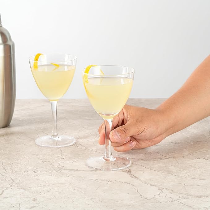 Restaurantware-Vetri 7 Ounce Nick And Nora Glasses, 6 Dishwashable Martini Glasses - No Lead, Vintage Inspired, Clear Glass Cocktail Drinkware, For Hosting Parties, Serve Whiskey, Gin And More