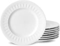 Neaylfe 8-Piece Ceramic Dessert Salad Plates, 8 Inch, Embossed Small Dinner Plates, Kitchen Porcelain Dish Ceramic Flat Plates for Appetizer, Pancakes, Dishwasher & Microwave Safe