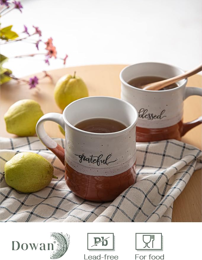 DOWAN 18 oz Large Coffee Mugs, Ceramic Mug Set - Image 4