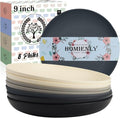 Wheat Straw Plates Set of 8, Reusable Lightweight and Unbreakable 9 inch Plates by HOMIENLY