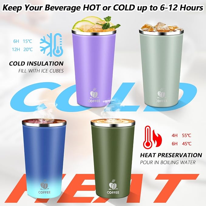 Insulated Travel Coffee Mug Reusable Coffee Tumbler Cup - Image 3
