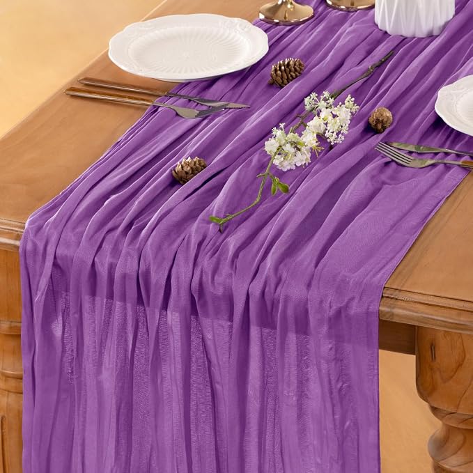 Purple Cheesecloth Table Runner 120 Inches 4 Pack Gauze Table Runner | Summer - Image 5