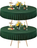 2 Pack Hunter Green Spandex Round Tablecloths for 72in Table, Stretchy Fitted 6FT Round Table Cloths, Wrinkle Free Table Cover with Skirt for Wedding Birthday Party Bridal Shower Banquet