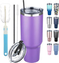 40 oz Tumbler with Lids and Straws, Stainless Steel Insulated Coffee Tumbler by GUDEMAO