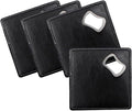 PU Leather Drink Coaster with Bottle Opener Stainless Steel Bartender Beer by CJKDXDH