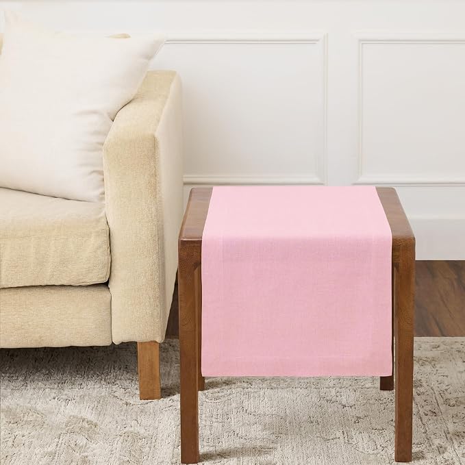 Solino Home 100% Pure Linen Table Runner Pink Lemonade, Fete 14 x 36 in | Table by SolinoHome