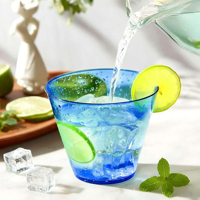 Glowserve 9 OZ Royal Blue Disposable Plastic Cups Cocktail Cup 150 Pack | Fancy - Image 3