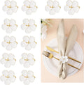 Lewondr Napkin Rings 12 Pack Flower Napkin Holders Dinner Table Rings White | by Lewondr