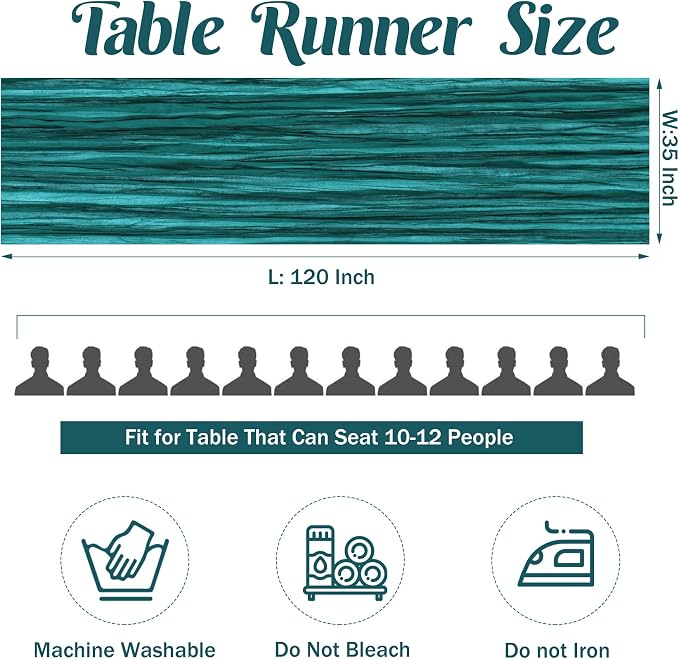 6 Pieces Teal 10FT Cheesecloth Table Runner Boho Gauze Fabric Table Runner - Image 4