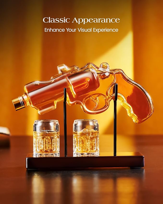 Birthday Gifts for Men Dad, Kollea Gun Whiskey Decanter Set with Shot Glass, Cool Anniversary Ideas for Him Husband Brother, Funny Military Retirement Present, Home Bar Drinking Party, New Year