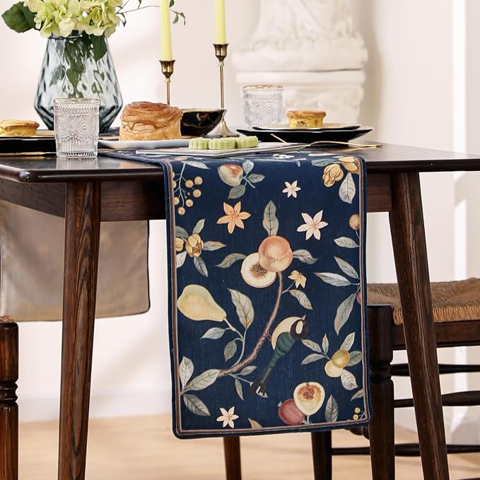 bilin gaier Designer Vintage Linen Table Runner, Floral Pattern, Dining Table - Image 8