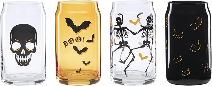 Oneida Barware, Vintro Halloween Can Cooler Glasses, Dishwasher Safe, Made of by Oneida