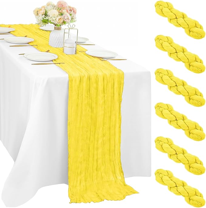 Yellow 6 Pieces Cheesecloth Table Runner 10FT Runner by Sunnyline