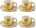 LETAOTAO Cappuccino Cups with Saucers, Ceramic Coffee Cup Set of 4, 8.5oz | by LETAOTAO