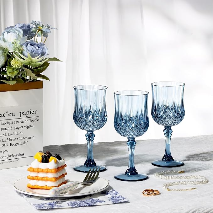 XUWAIDSGN 7oz Plastic Vintage Wine Glasses Drinking Glasses Unbreakable Wedding - Image 5