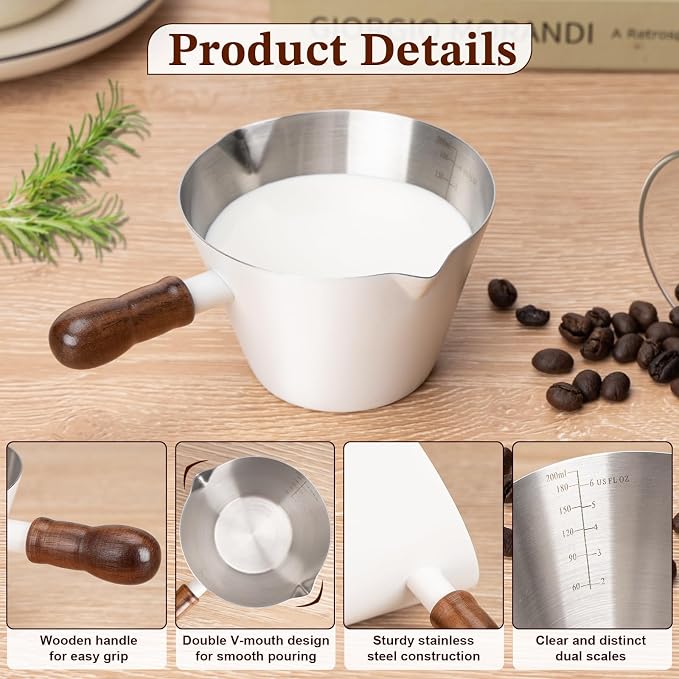 Amrules Espresso Cup, 6.8 oz/200 ml Stainless Steel Coffee Shot Measuring Cup - Image 3