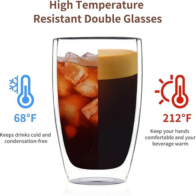 DOPUDO 17oz Double Wall Glass Coffee Mugs Set of 48, Insulated Coffee Mug - Image 3