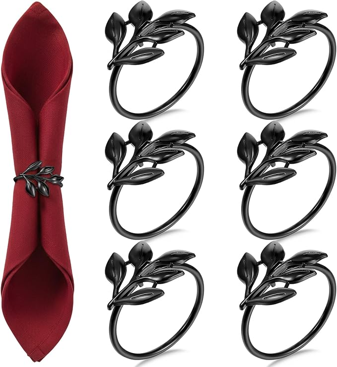 WILLBOND Leaf Napkin Rings Holders Fall Party Napkin Rings by Willbond+Technology+Limited