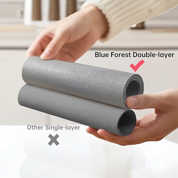 Blue Forest Placemats Set of 4, Dual-Layered Thickened Faux Linen Table Mats Heat Resistant Machine Washable Wrinkle Free Place Mats for Kitchen Dining Outdoor/Indoor (Light Grey)