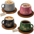 Yundu 10oz Cappuccino Cups & Wooden Saucers Set by YunduHome